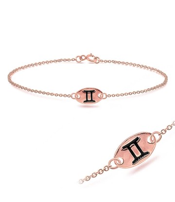 Rose Gold Plated Gemini Silver Bracelet BRS-145-RO-GP